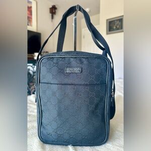 Gucci Black GG Canvas Crossbody Bag